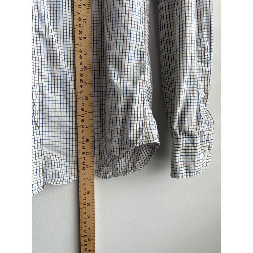 J.Crew Off White Multicolor Plaid Button Down Shirt Mens Medium Slim Fit - Picture 8 of 9